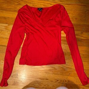 Rue21 Red Ribbed Long Sleeve Top